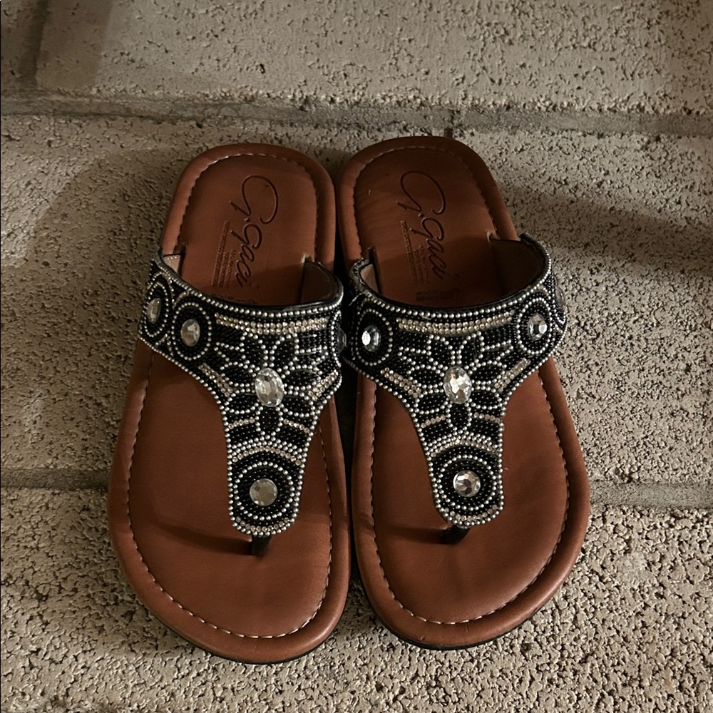Made in Mexico Black Beaded sandals